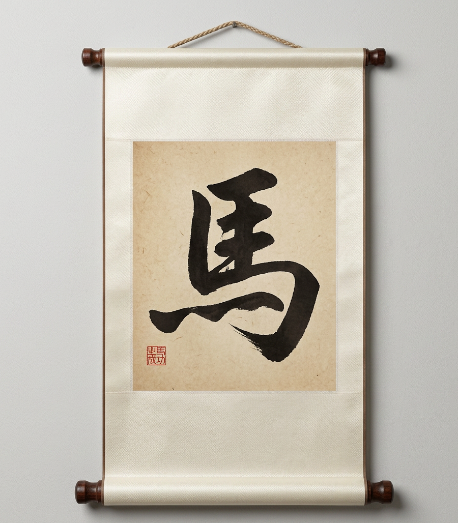 Horse Character Hanging Scroll