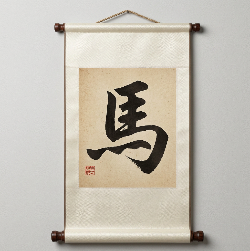 Horse Character Hanging Scroll