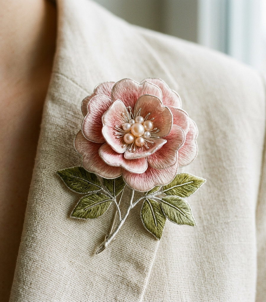 Blushing Rose Brooch
