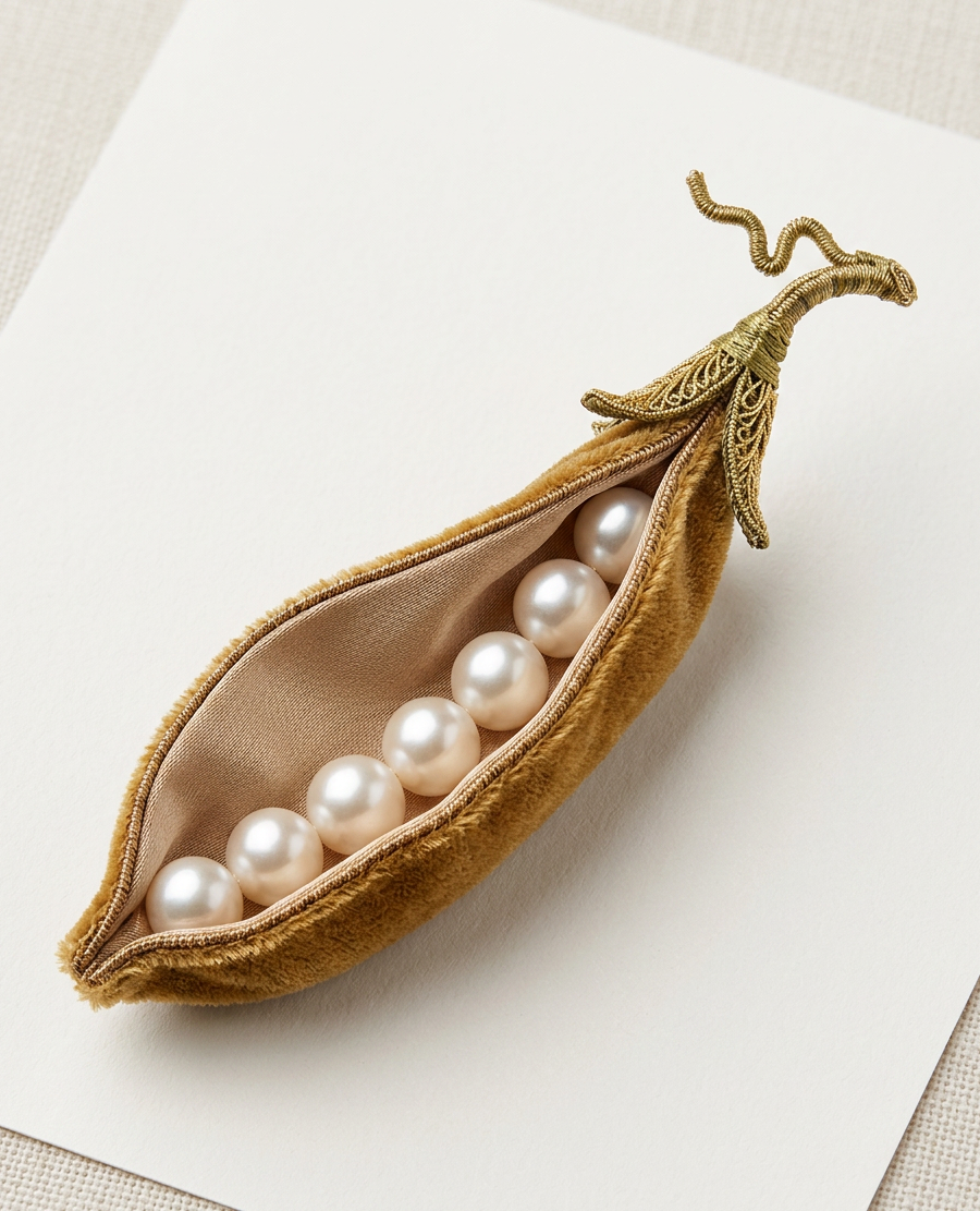 Pearl Pea Pod Brooch